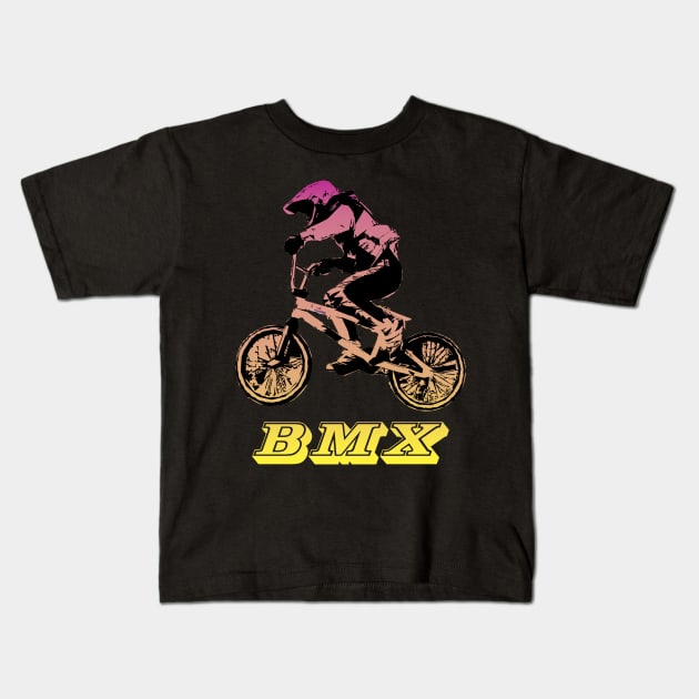 bmx Kids T-Shirt by rickylabellevie